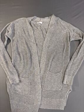 Sonoma Size SM Open Front Cardigan Sweater Gray Long Sleeve Open Knit